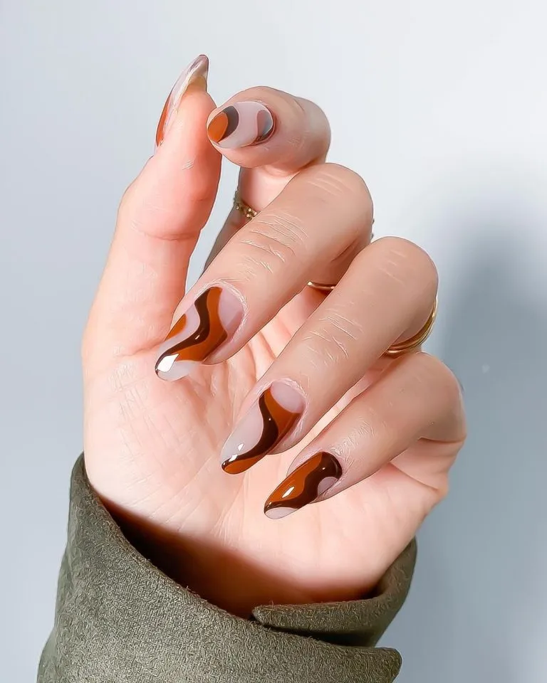 brown swirl nail designs