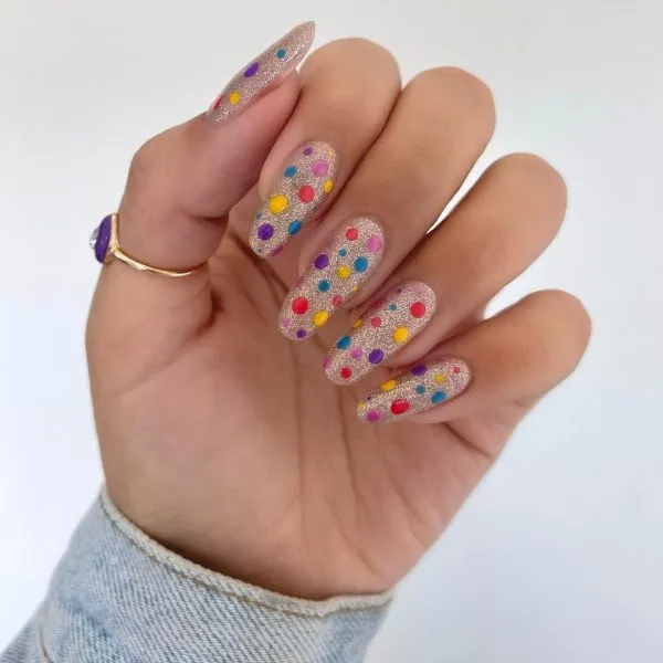 fall polka dot nails